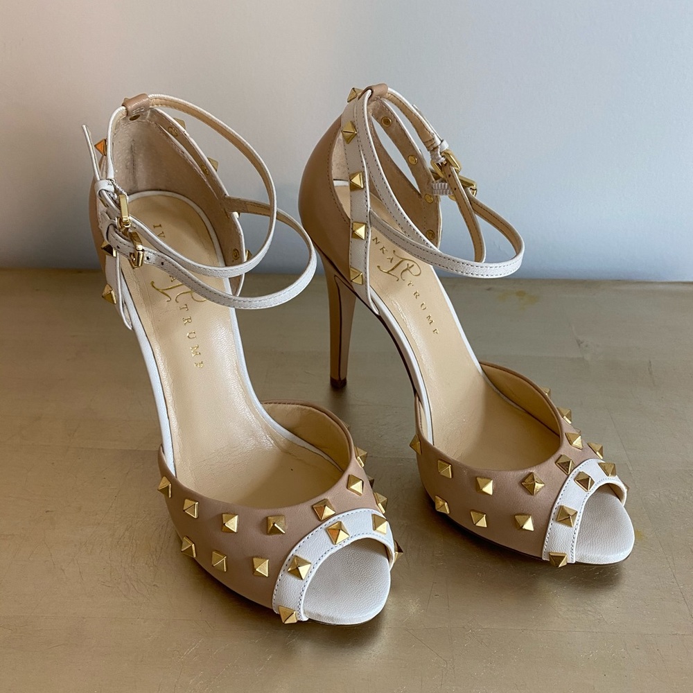 Ivanka Trump Beige/White Leather Stilettos
